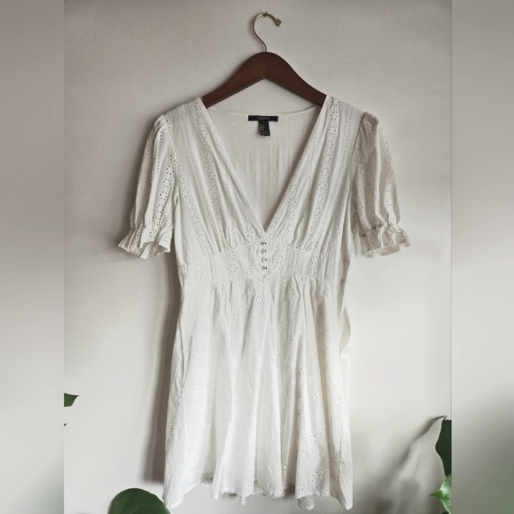 NWOT Forever 21 | White Puff Sleeve Mini Dress